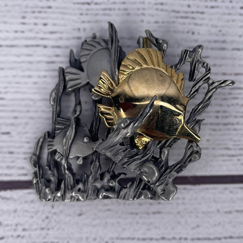 Vintage Ultra Craft Aquarium Swimming Fish Signed Brooch/Pin